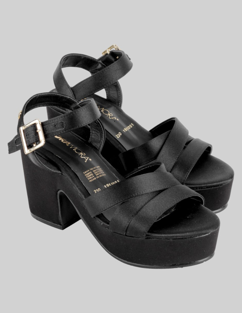 Sandalia con tacón Exterior Textil Color Negro Para Mujer De mora mora