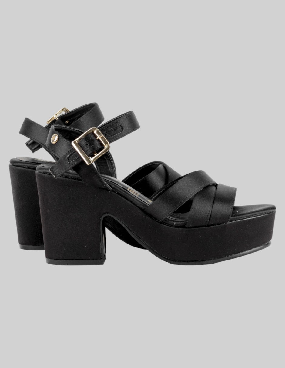 Sandalia con tacón  en Textil – Negro talla 23