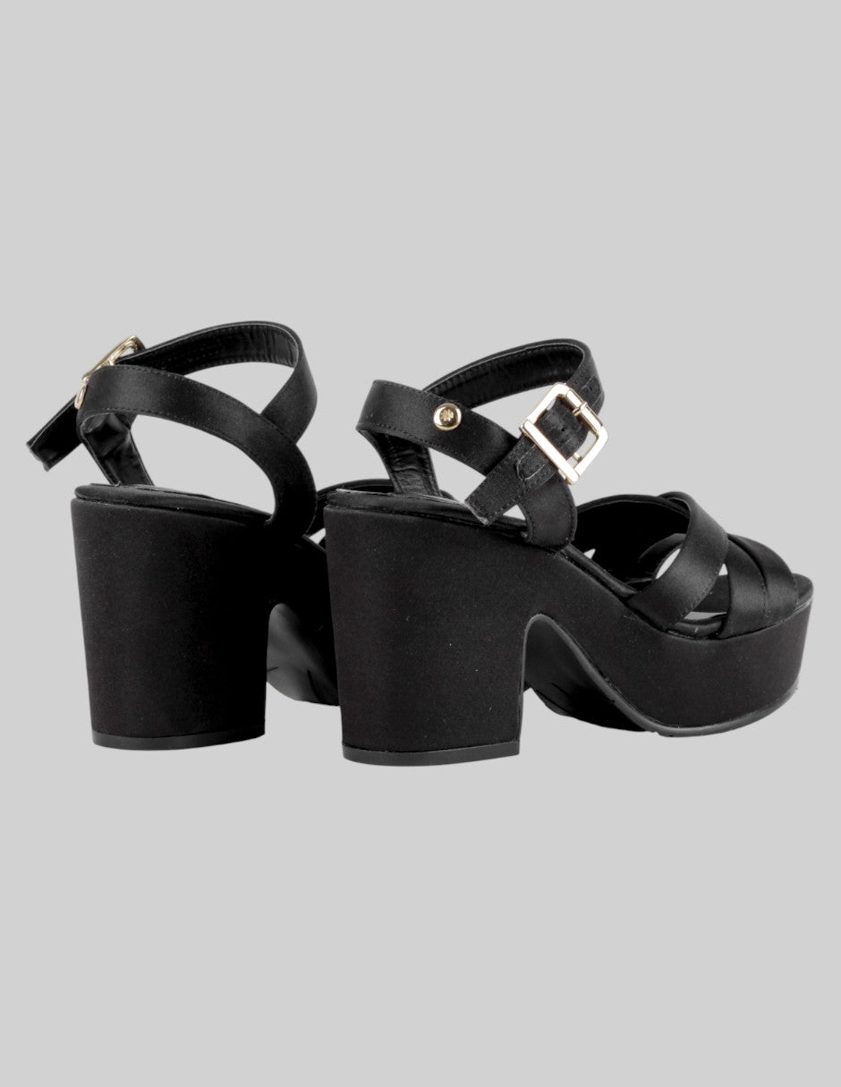 Sandalia con tacón  en Textil – Negro talla 23