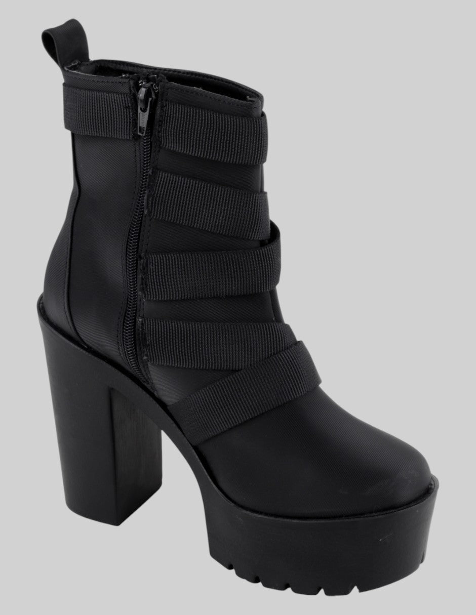 Botín con tacón Exterior Sintético Color Negro Para Mujer De cruz shoes
