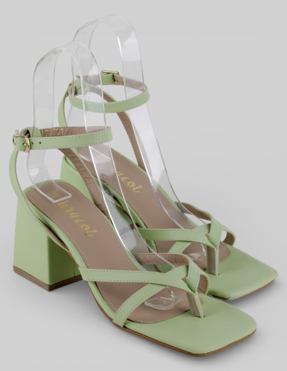 Sandalia con tacón Exterior Sintético Color Verde Para Mujer De miracol