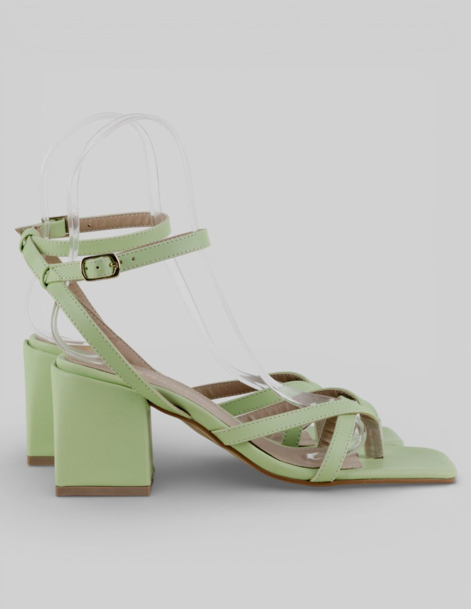 Sandalia con tacón  en Sintético – Verde talla 24