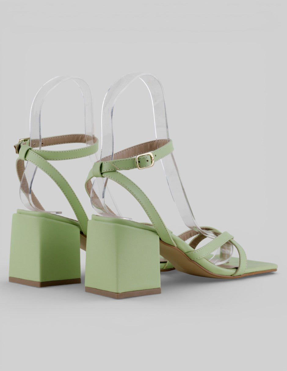 Sandalia con tacón  en Sintético – Verde talla 24