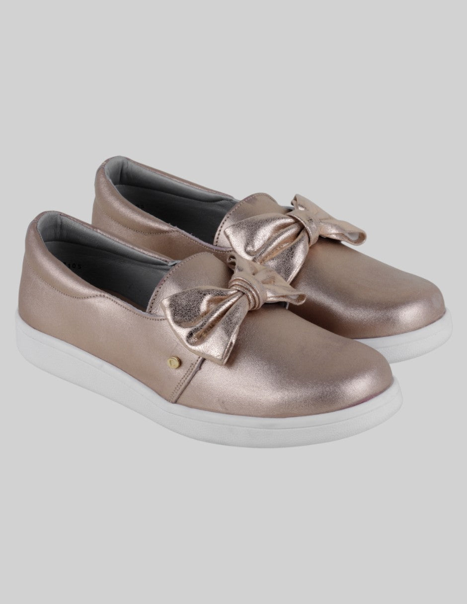 Mocasines Exterior Piel Color Dorado Para Mujer De Coqueta