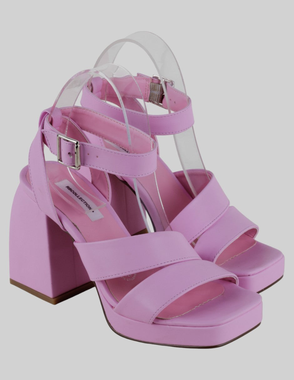 Sandalia con tacón Exterior Sintético Color Rosa Para Mujer De RBCOLLECTION