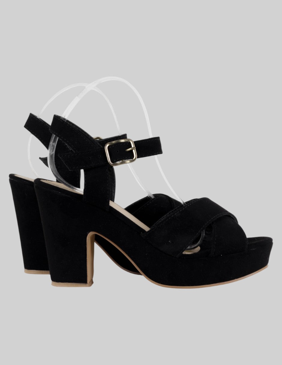 Sandalia con tacón  en Gamuza – Negro talla 26