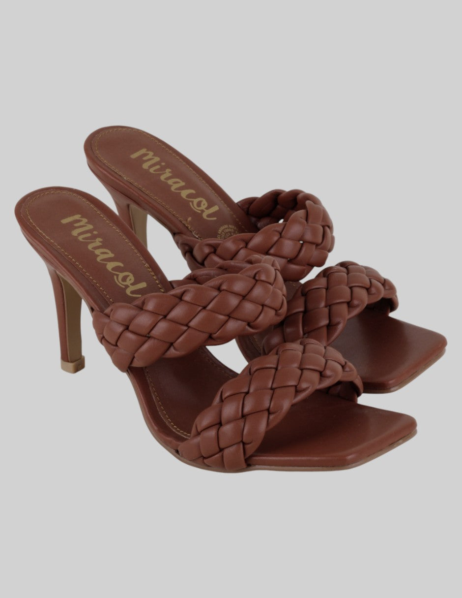 Sandalia con tacón Exterior Sintético Color Café Para Mujer De RBCOLLECTION