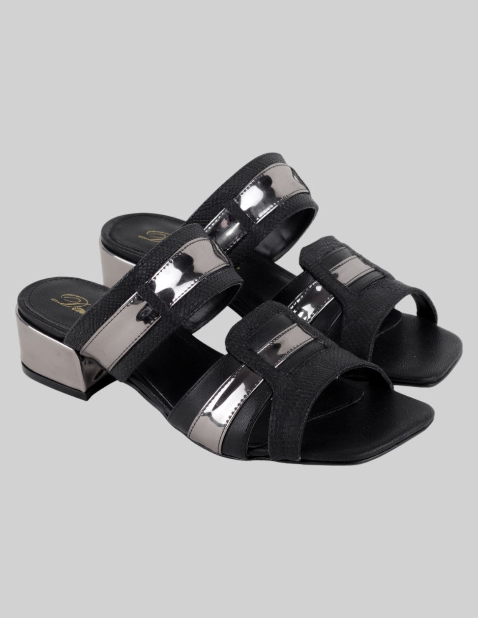 Sandalia con tacón Exterior Sintético Color Negro Para Mujer De Damita