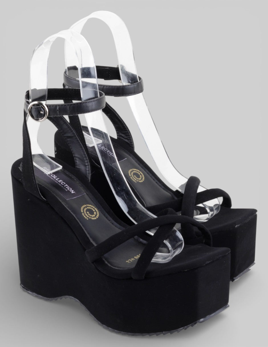 Sandalias con plataforma Exterior Textil Color Negro Para Mujer De RBCOLLECTION