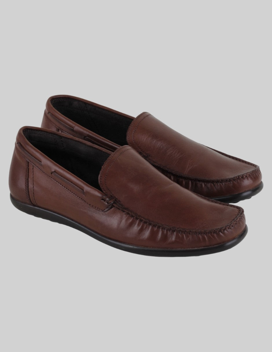 Mocasines Exterior Piel Color Café Para Hombre De Gino