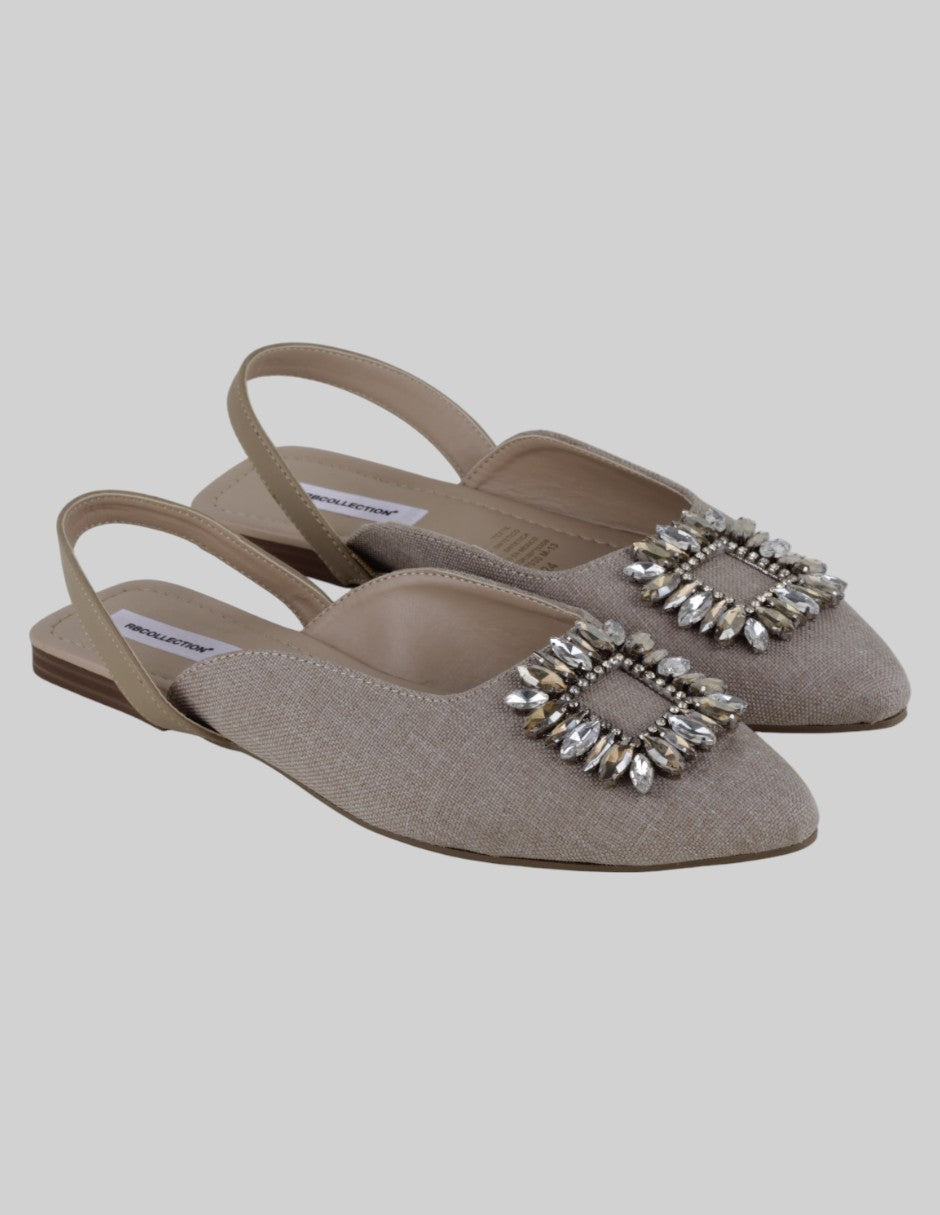Loafers Exterior Textil Color Beige Para Mujer De RBCOLLECTION