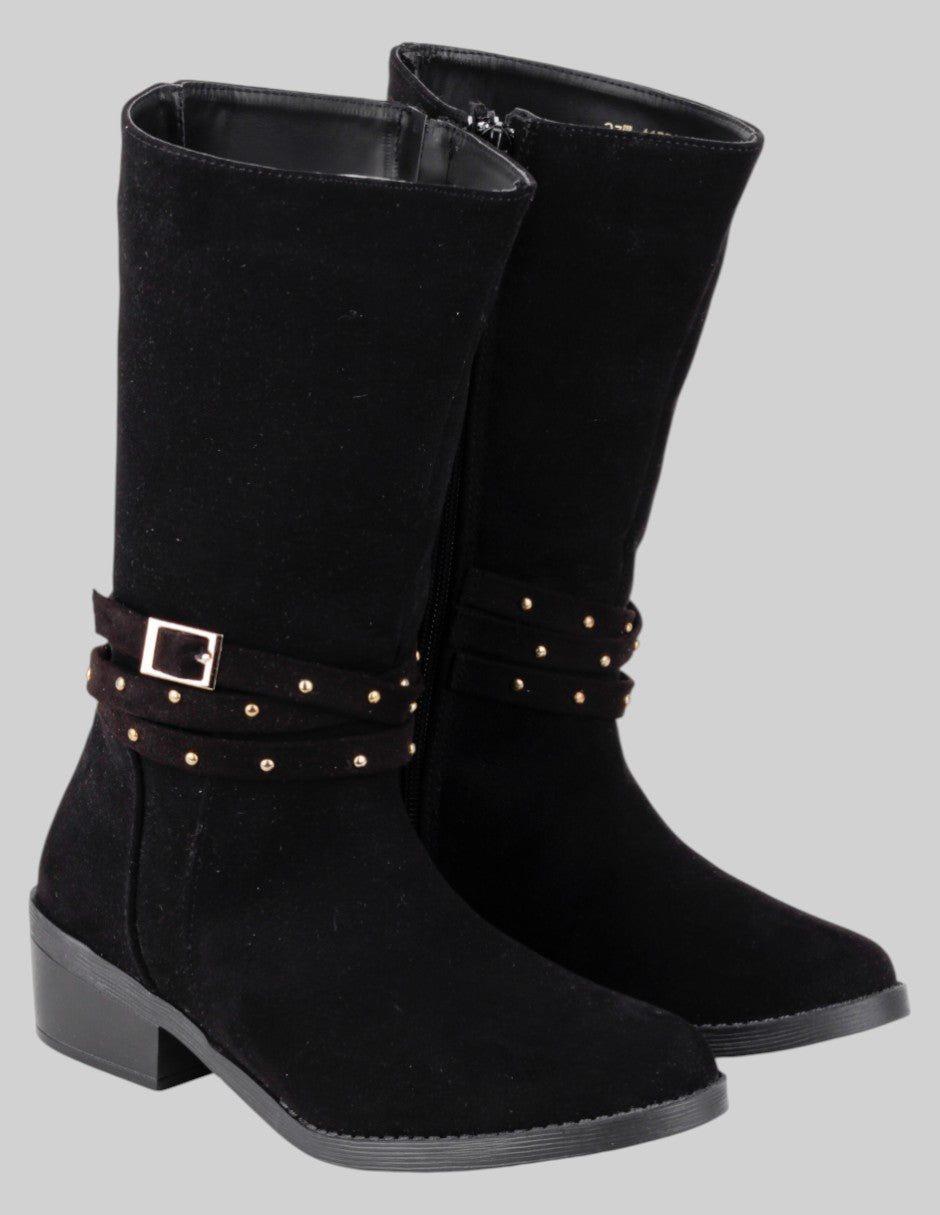 Botas casuales Exterior Gamuza Color Negro Para Mujer De mia bonita