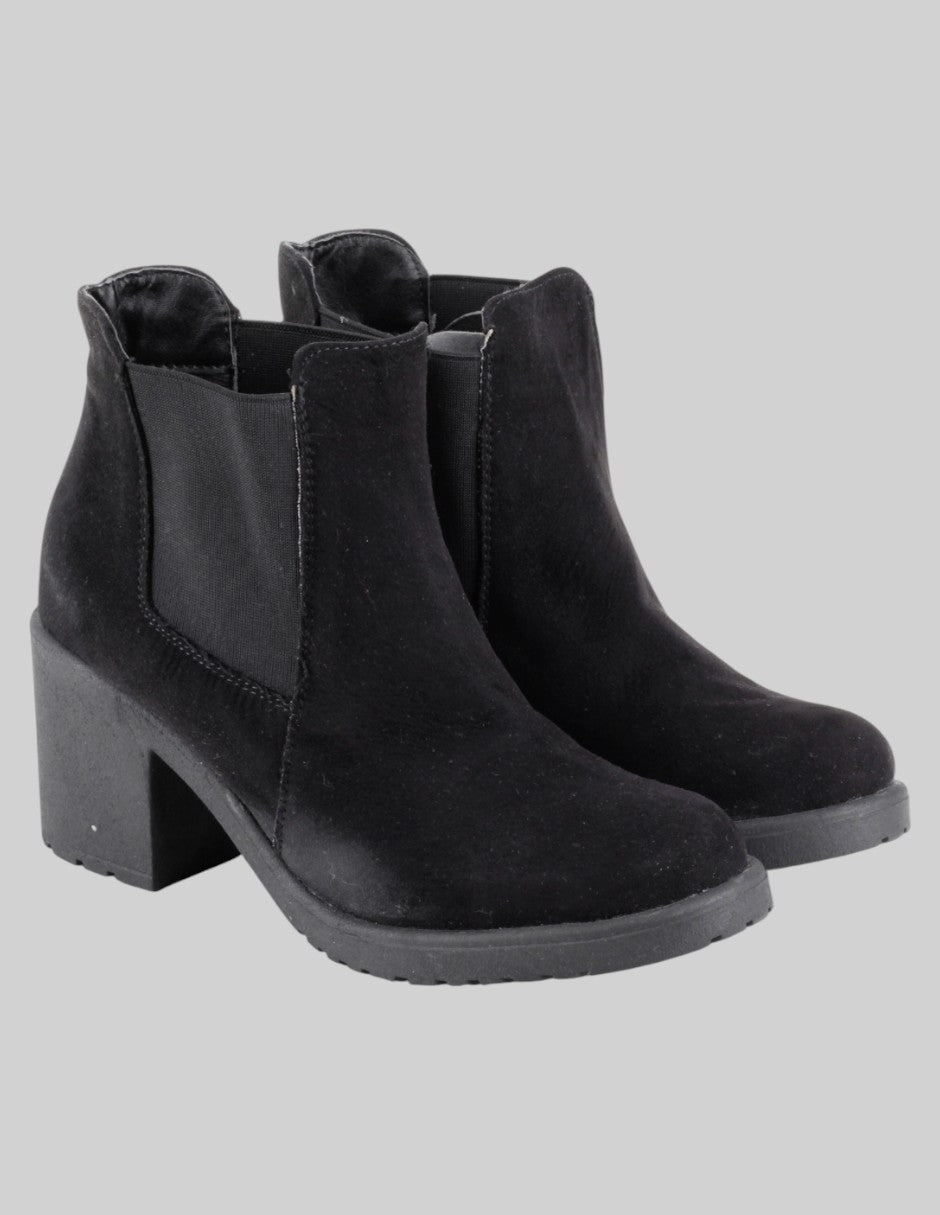 Botín con tacón Exterior Gamuza Color Negro Para Mujer De queen