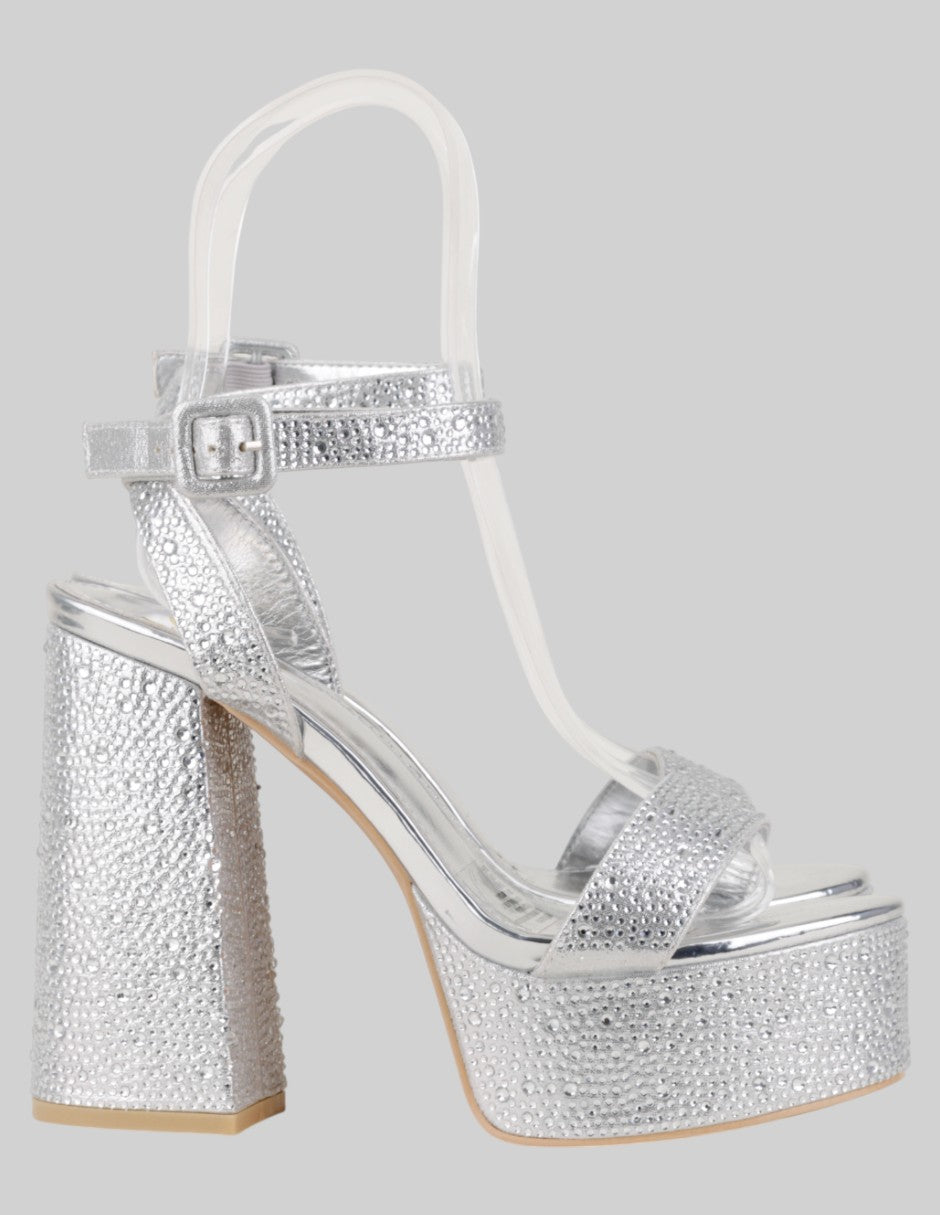Sandalia con tacón  en Sintético – Plata talla 24