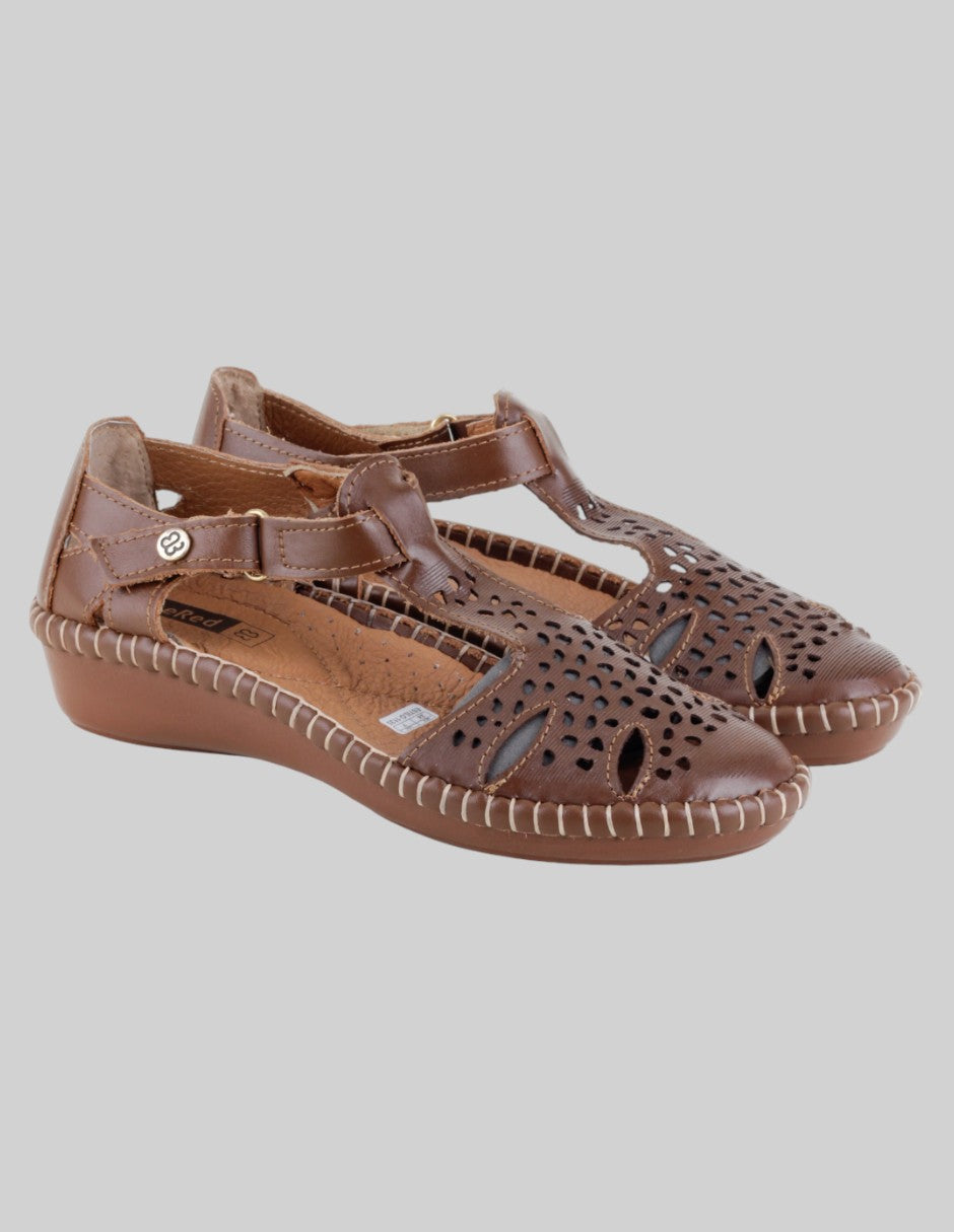 Sandalias de piso Exterior Piel Color Café Para Mujer De BlueRed