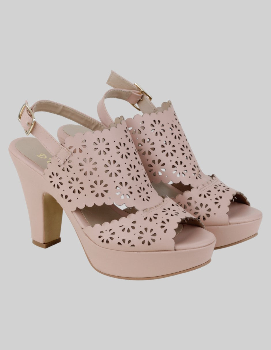 Sandalia con tacón Exterior Piel vegana Color Beige Para Mujer De D' Cristian