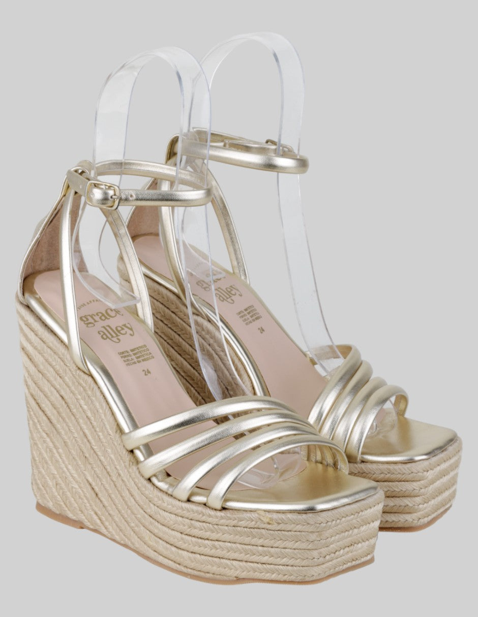 Sandalias con plataforma Exterior Sintético Color Dorado Para Mujer De Grace alley