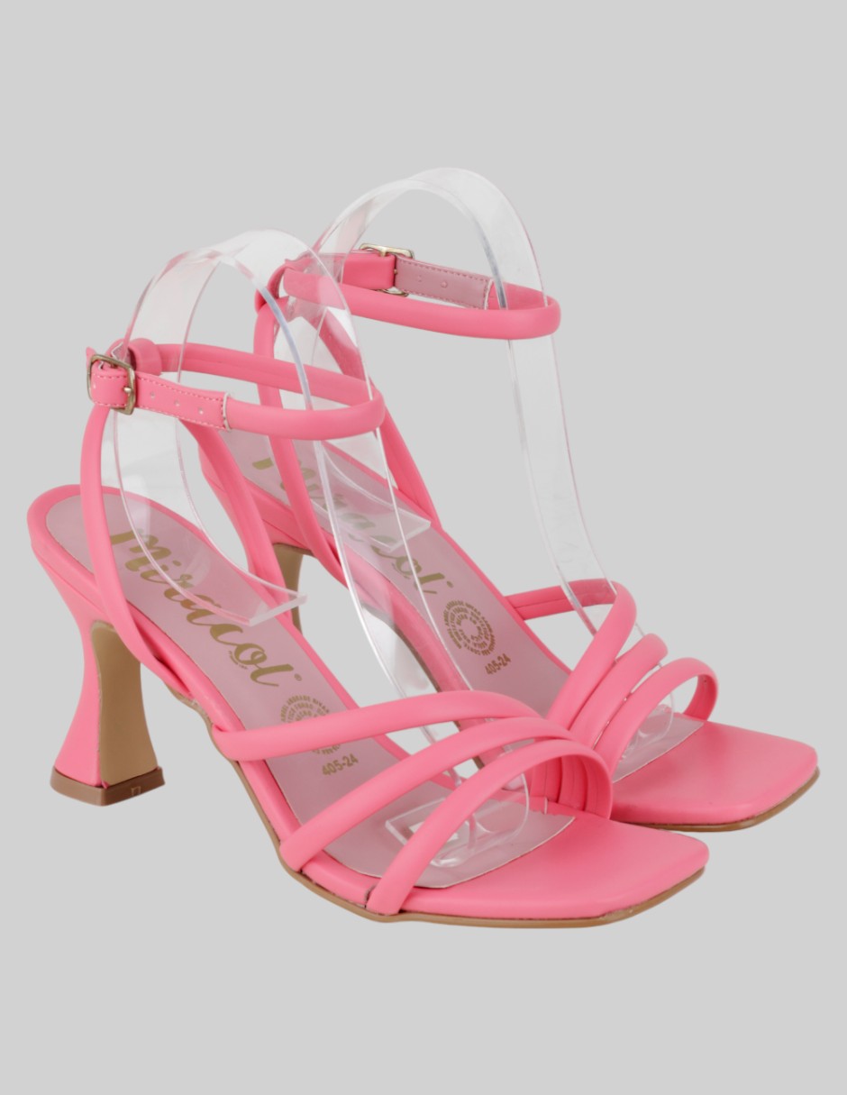 Sandalia con tacón Exterior Sintético Color Rosa Para Mujer De Miracol
