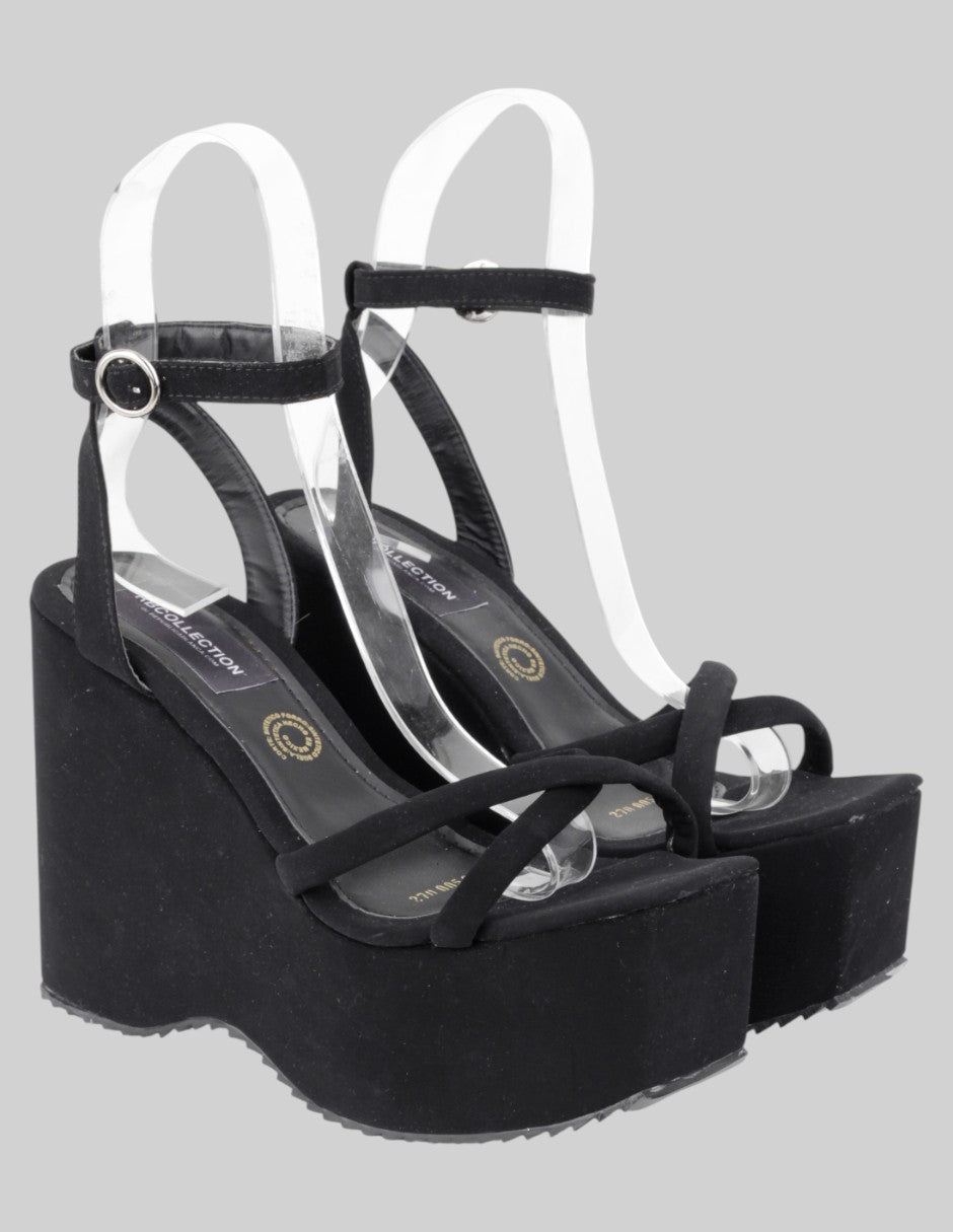 Sandalias con plataforma Exterior Gamuza Color Negro Para Mujer De RBCOLLECTION