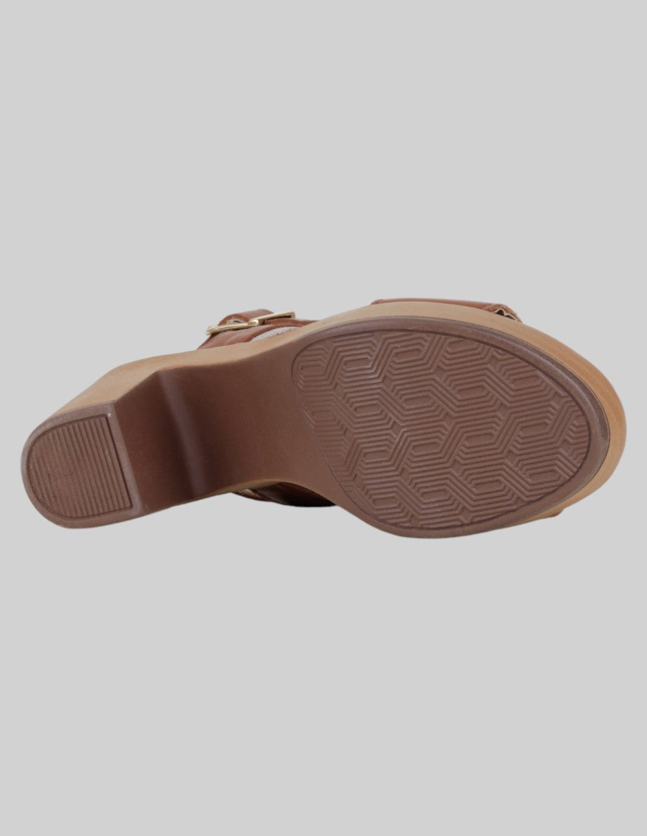 Sandalia con tacón  en Piel – Café talla 23