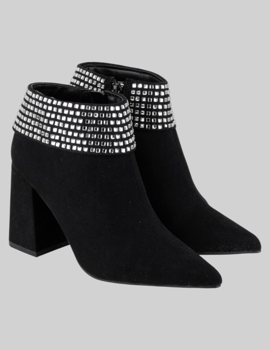 Botín con tacón Exterior Textil Color Negro Para Mujer De Genérica