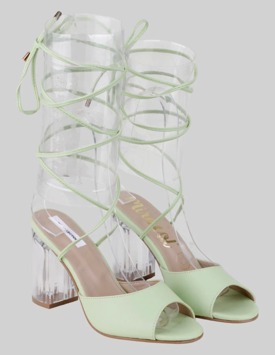 Sandalia con tacón  en Sintético – Verde talla 24