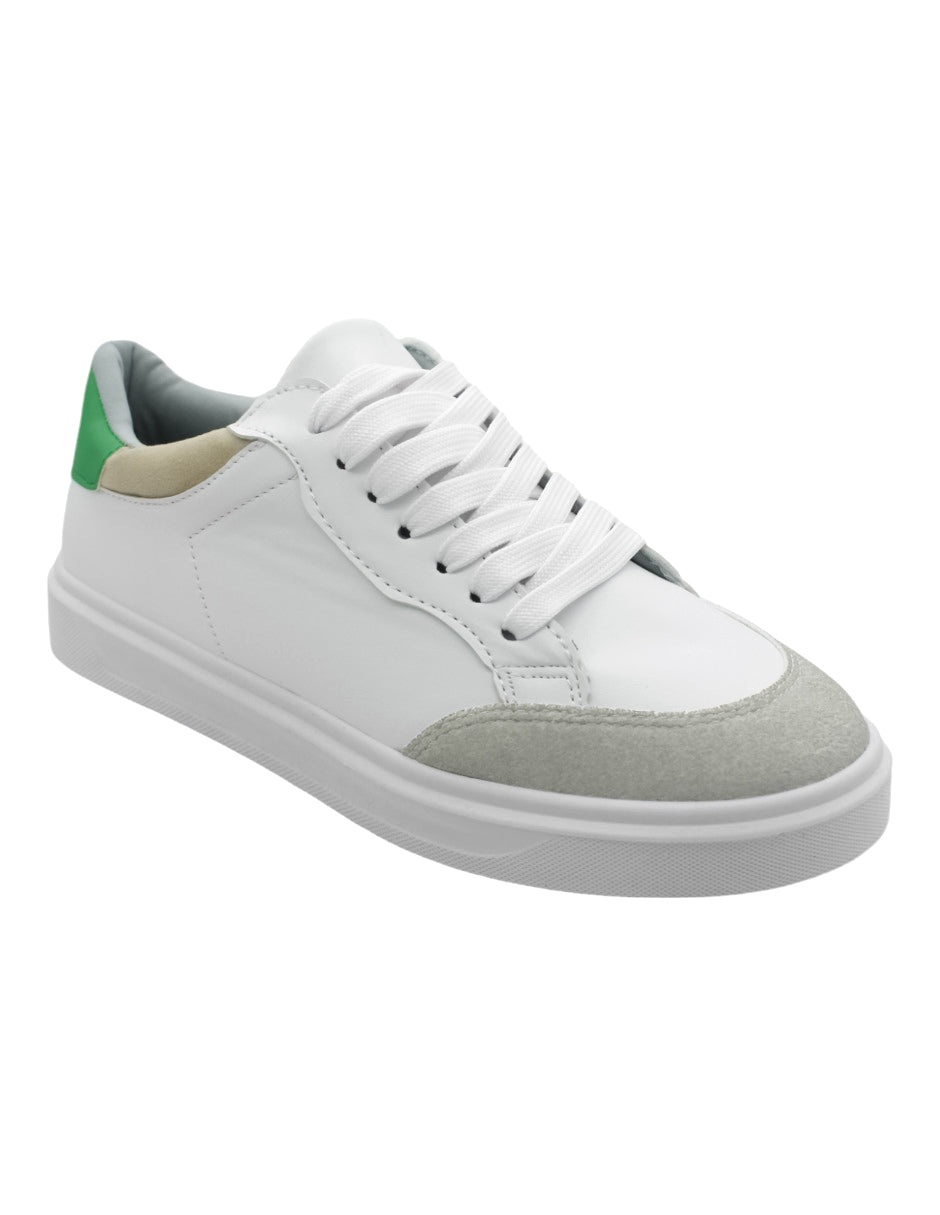 Tenis con cordones en Sintético – Blanco