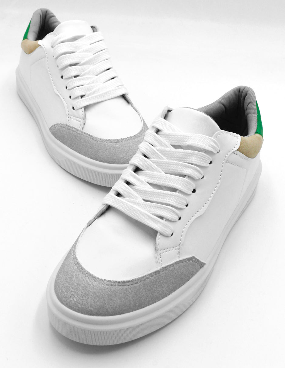 Tenis con cordones en Sintético – Blanco