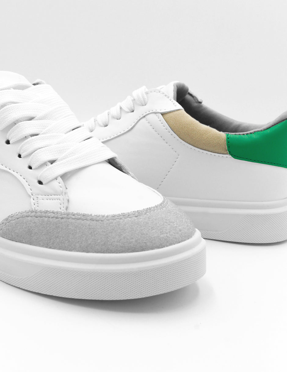 Tenis con cordones en Sintético – Blanco