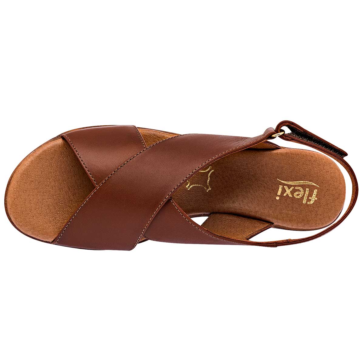 Sandalias Exterior Piel Color Café Para Mujer De Flexi