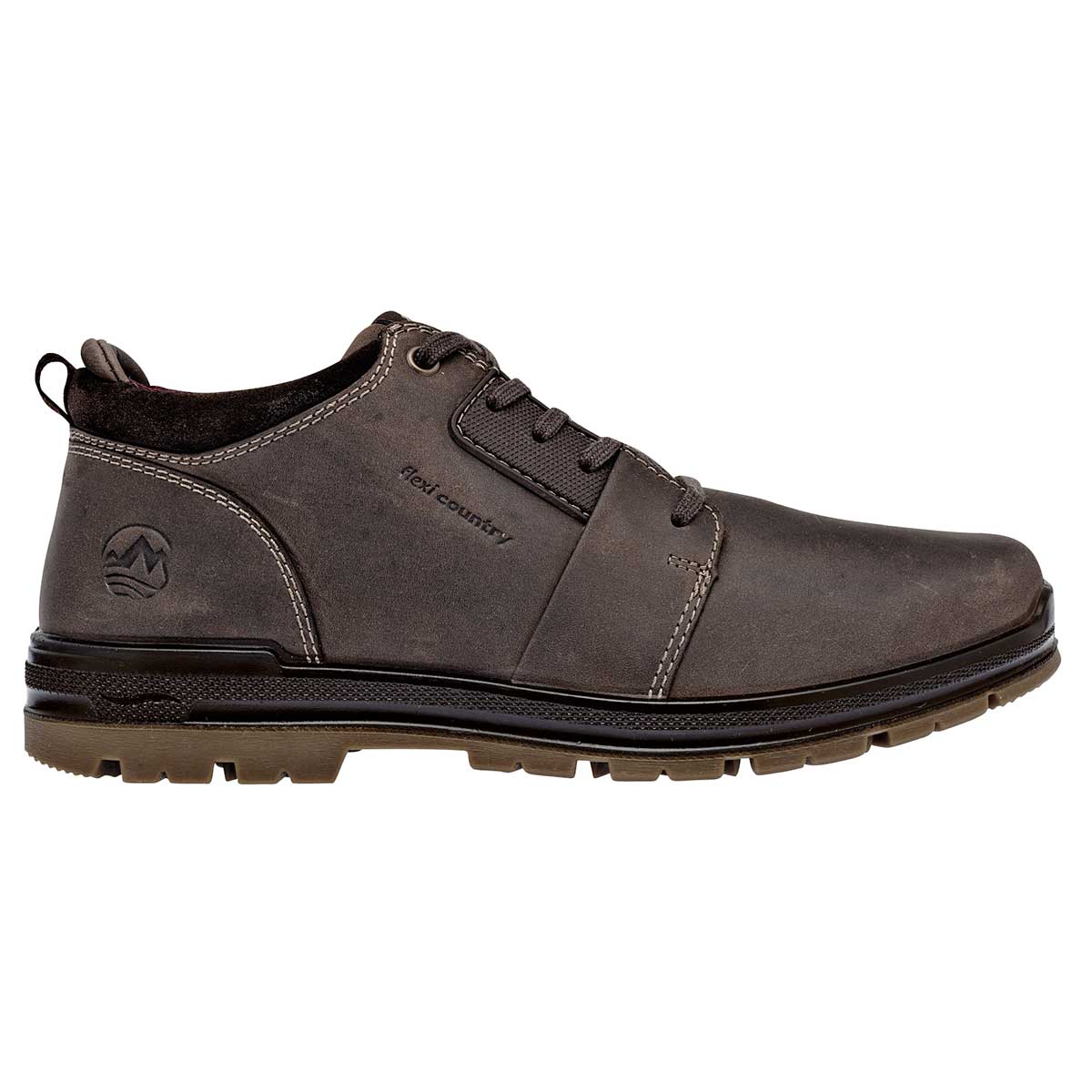 Zapatos confort y diabetico Exterior Piel Color Café Para Hombre De Flexi