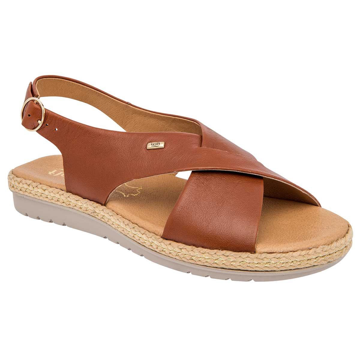 Sandalias Exterior Piel Color Camel Para Mujer De Flexi