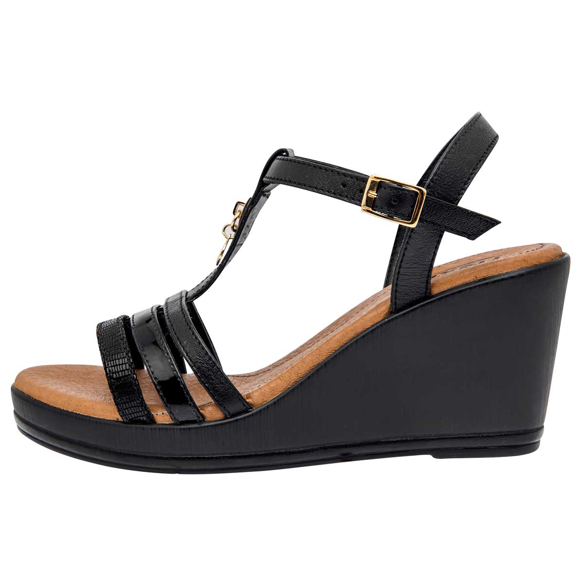 Sandalias Exterior Piel Color Negro Para Mujer De Flexi