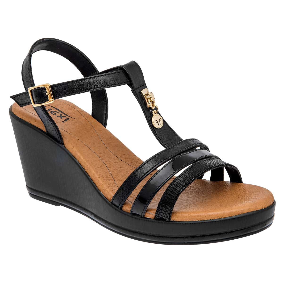 Sandalias Exterior Piel Color Negro Para Mujer De Flexi