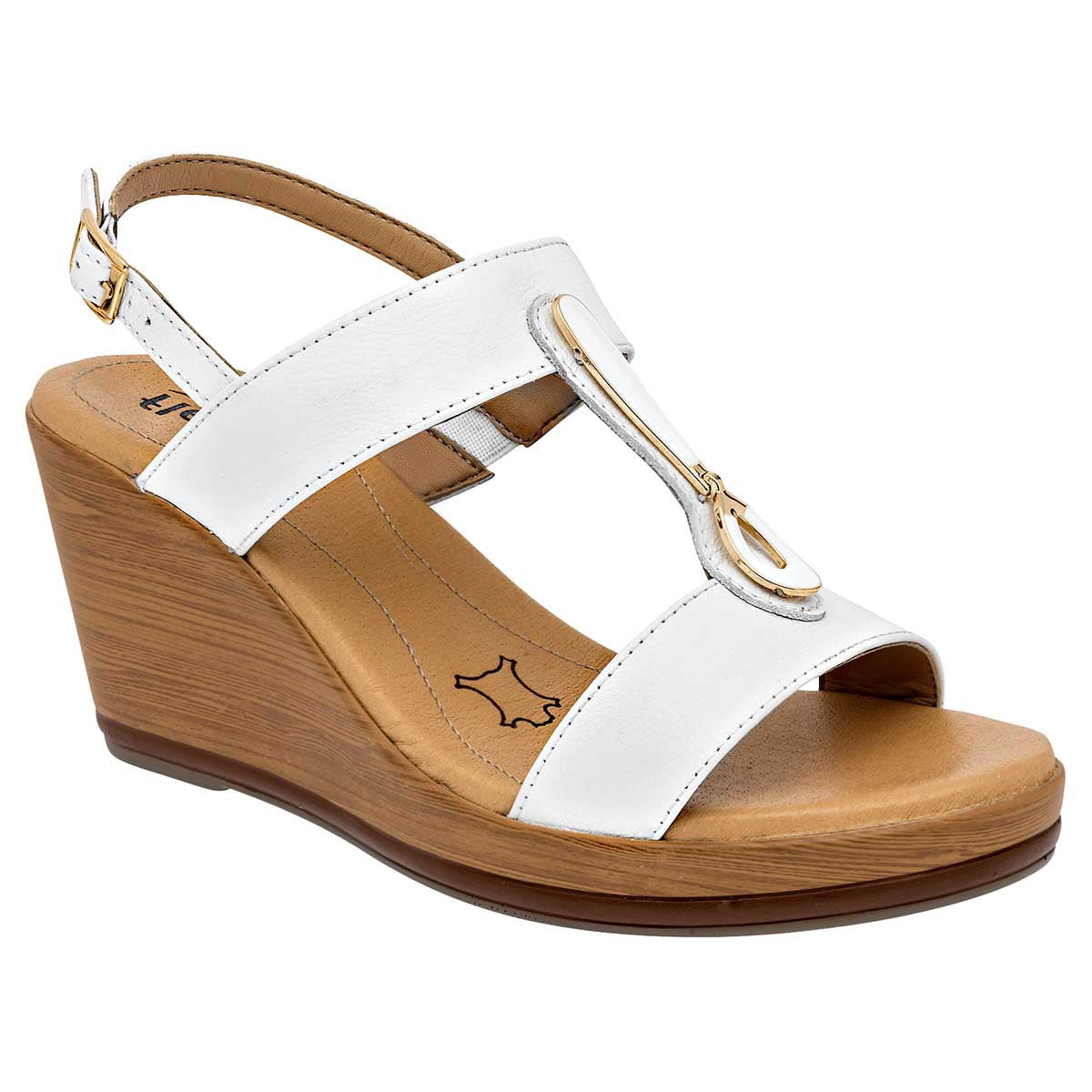 Sandalias Exterior Piel Color Blanco Para Mujer De Flexi