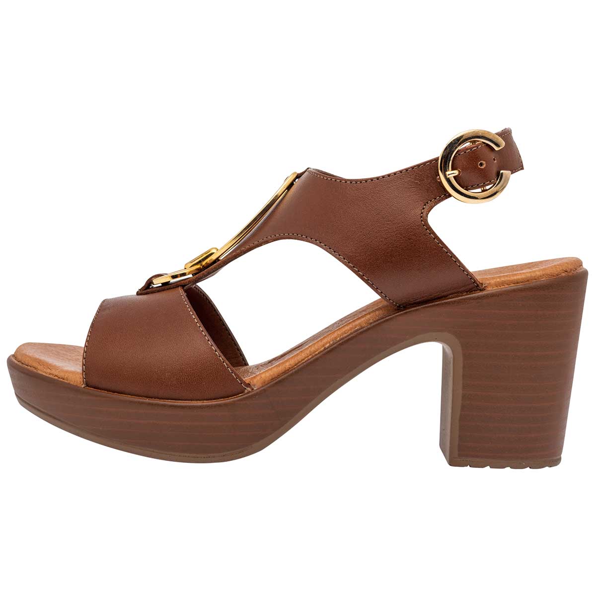 Tacones Exterior Piel Color Camel Para Mujer De Flexi