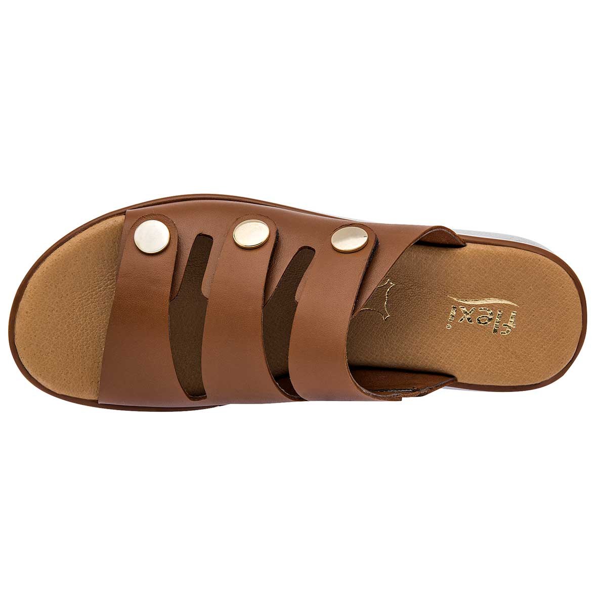 Sandalias Exterior Piel Color Camel Para Mujer De Flexi