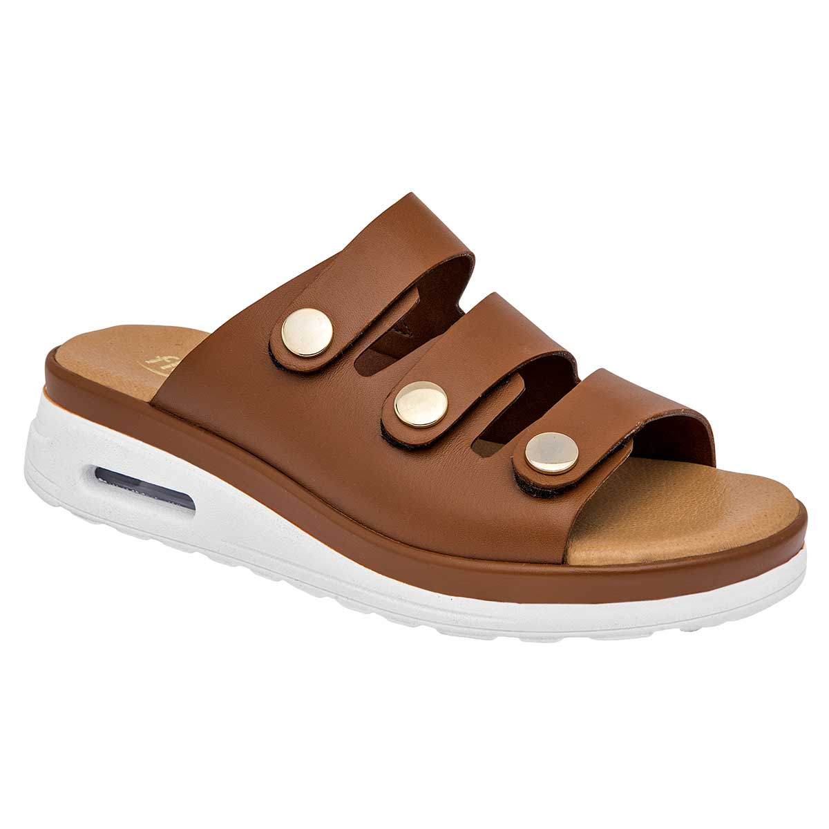 Sandalias Exterior Piel Color Camel Para Mujer De Flexi