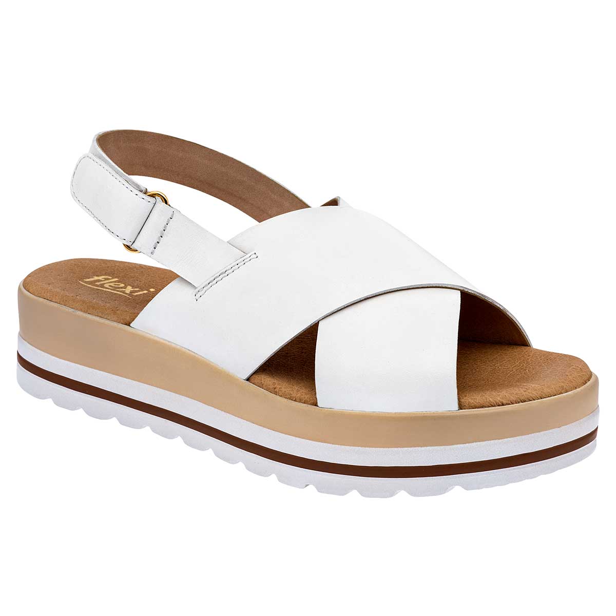 Sandalias Exterior Piel Color Blanco Para Mujer De Flexi