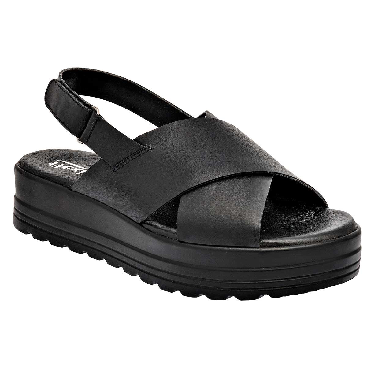 Sandalias Exterior Piel Color Negro Para Mujer De Flexi