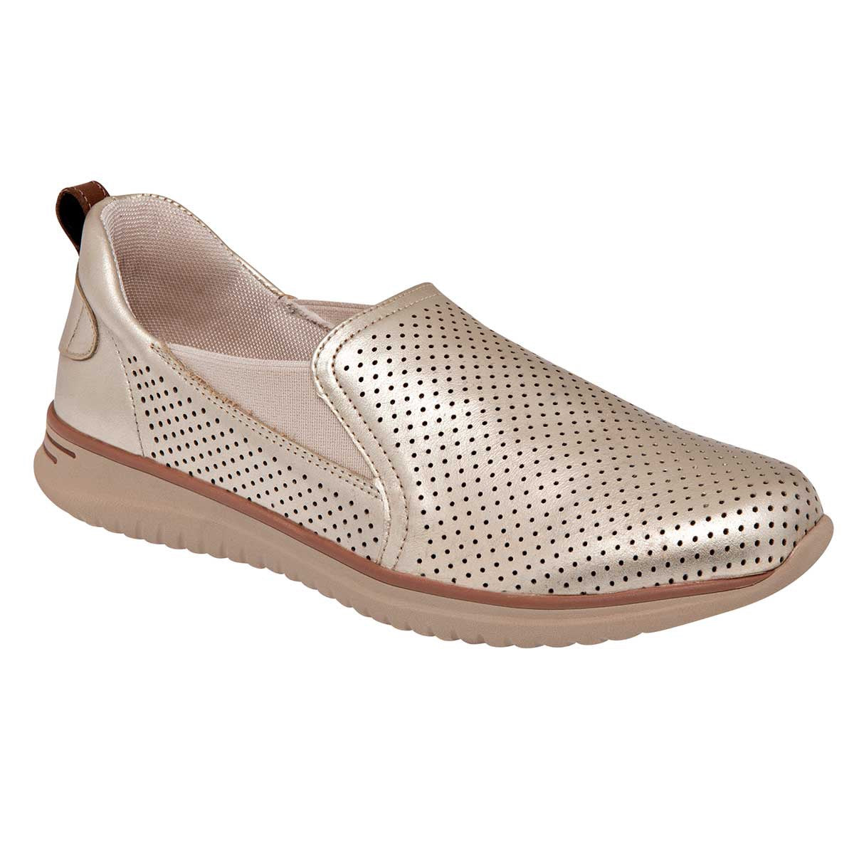 Confort Exterior Piel Color Oro Para Mujer De Flexi