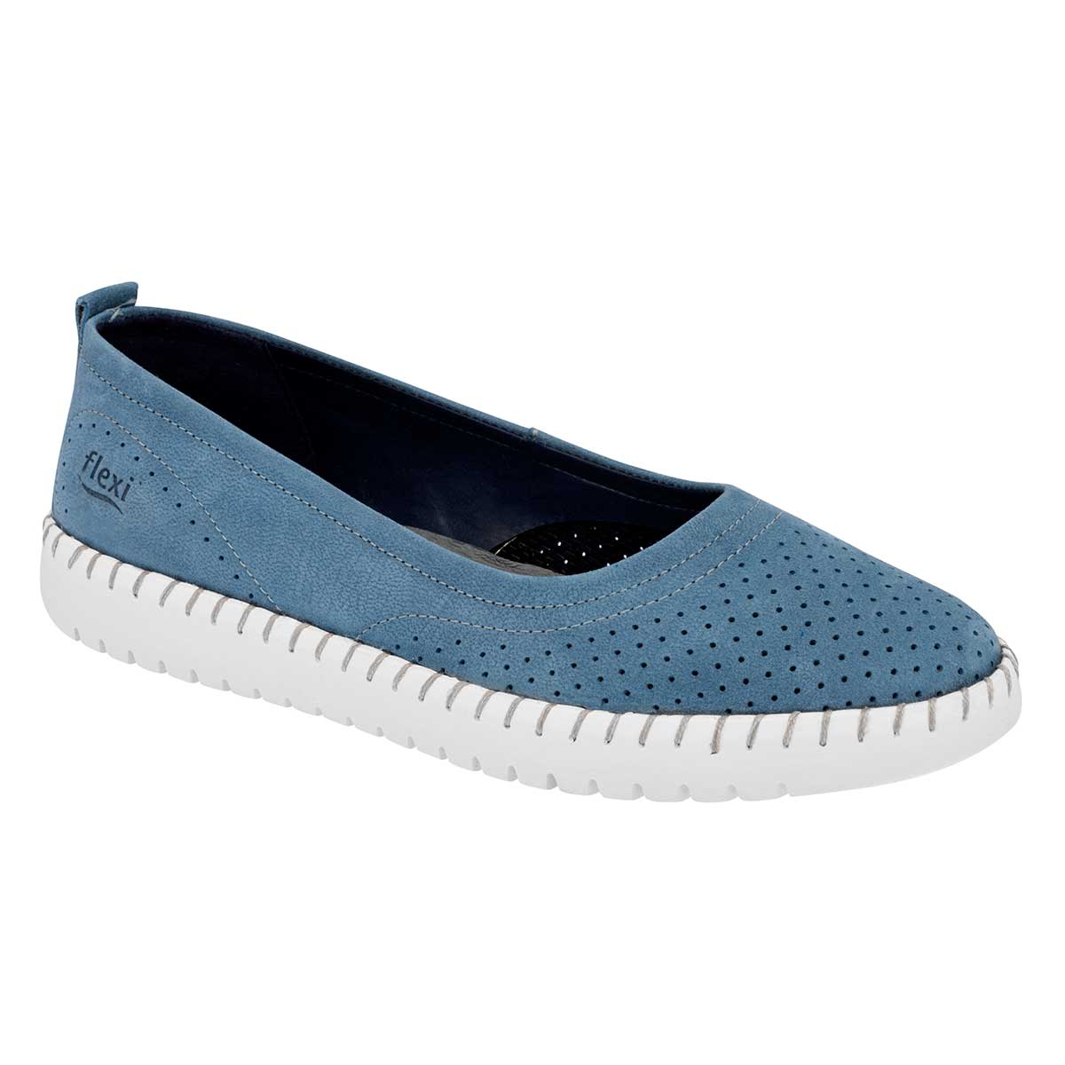 Confort Exterior Piel Color Azul Para Mujer De Flexi