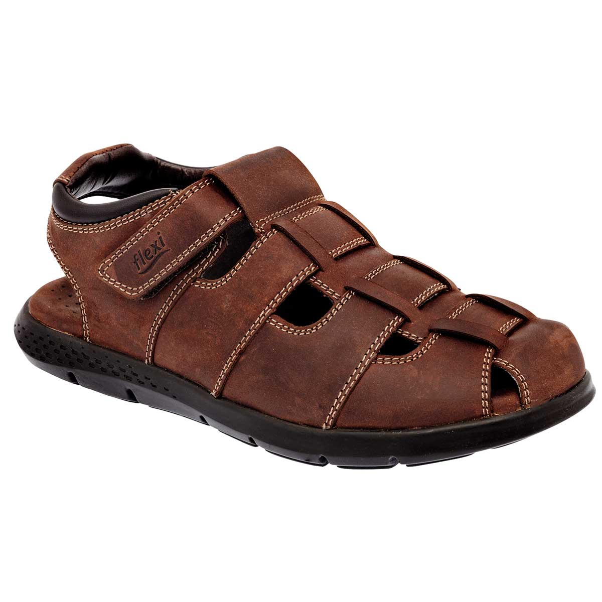 Sandalias Exterior Piel Color Café Para Hombre De Flexi