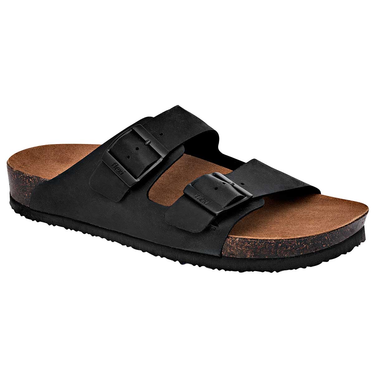 Sandalias Exterior Piel Color Negro Para Hombre De Flexi