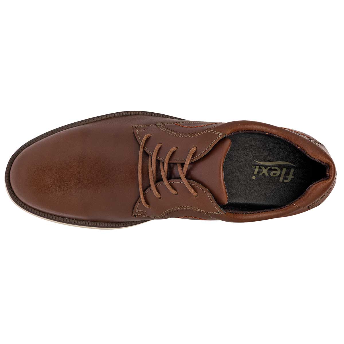 Oxfords Exterior Piel Color Camel Para Hombre De Flexi