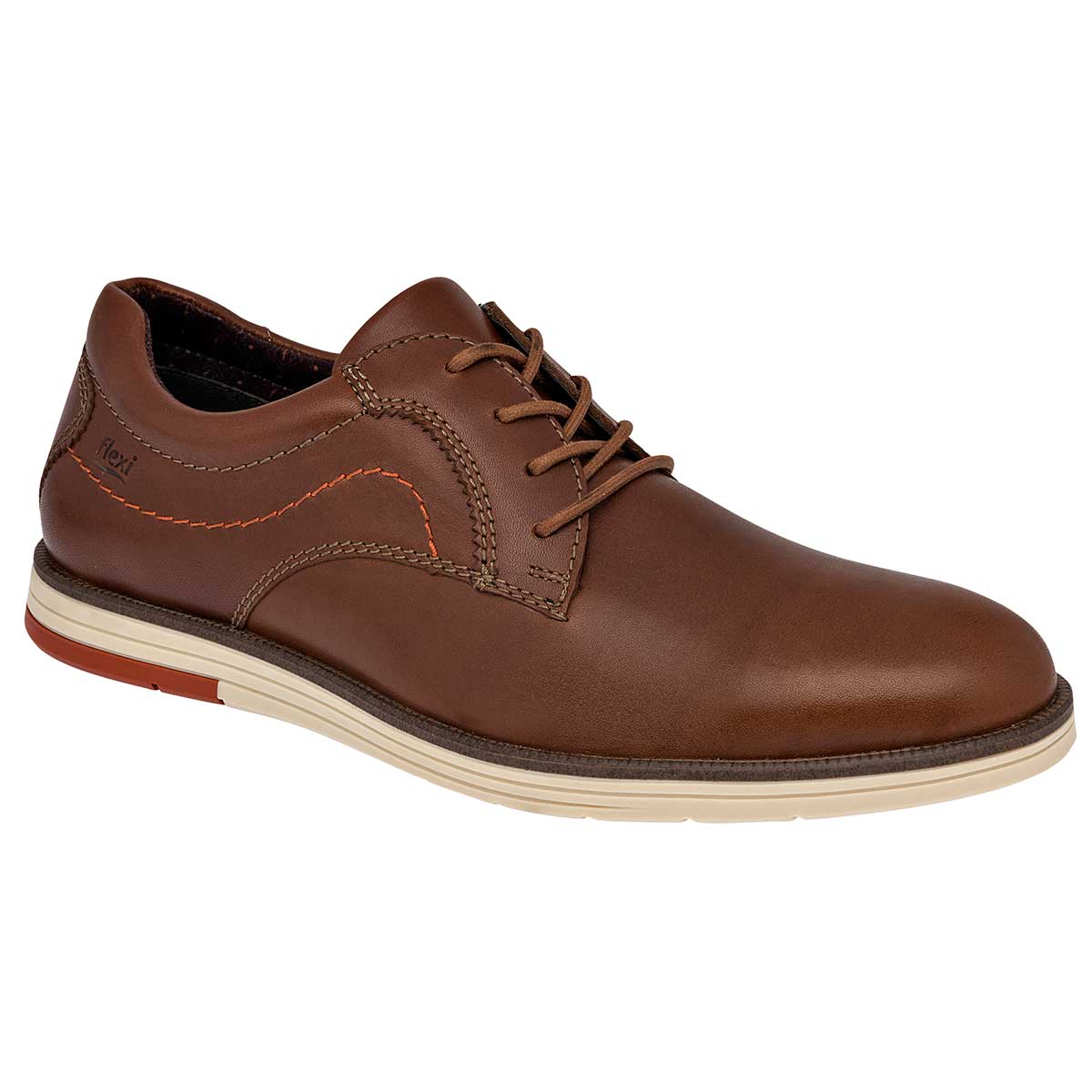 Oxfords Exterior Piel Color Camel Para Hombre De Flexi