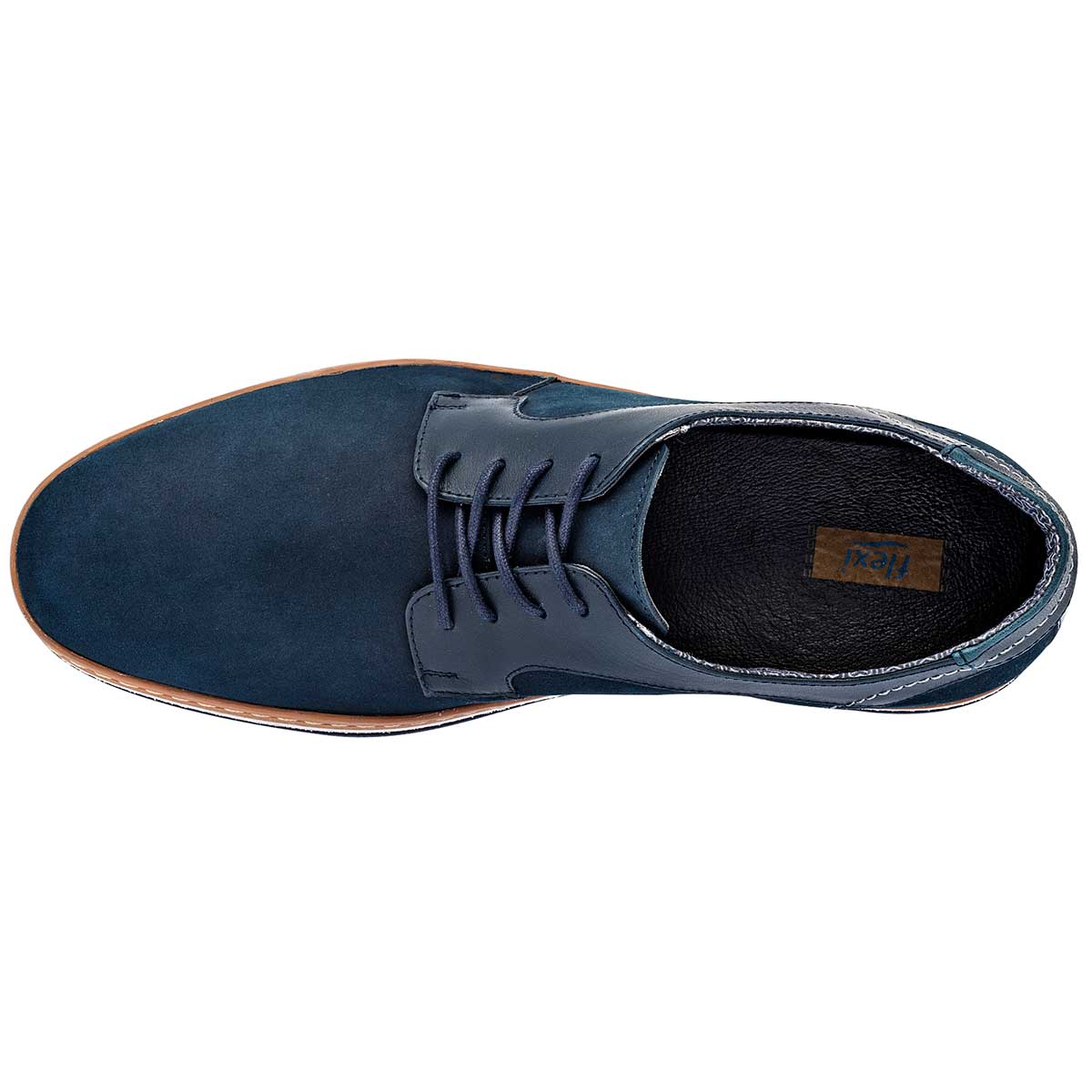 Oxfords Exterior Piel Color Marino Para Hombre De Flexi