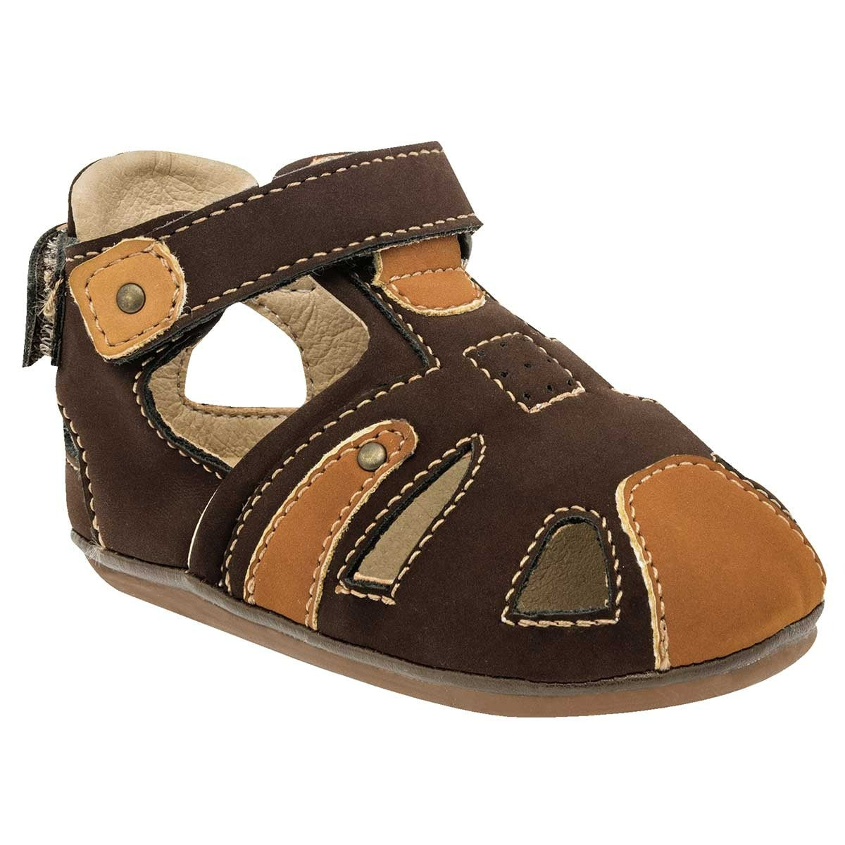 Sandalias Exterior Sintético Color Café Camel Para Niño De Ensueño