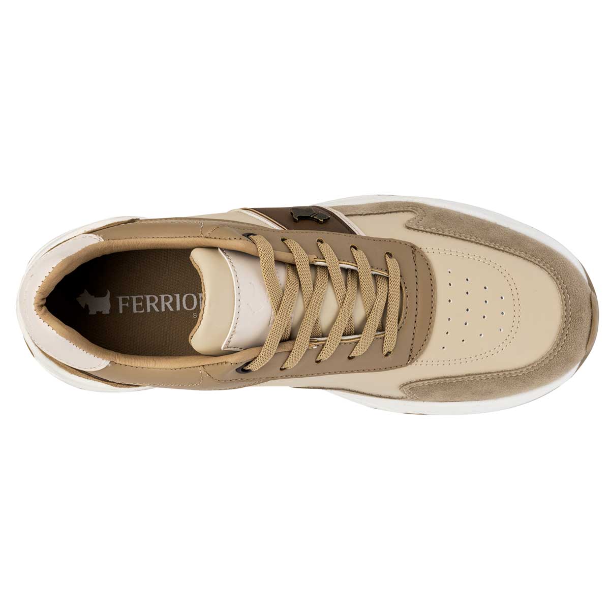 Tenis tipo deportivo Exterior Sintético Color Beige Con Café Para Hombre De Ferrioni