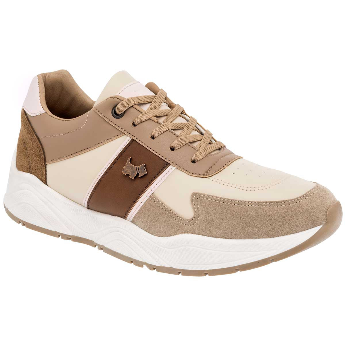 Tenis tipo deportivo Exterior Sintético Color Beige Con Café Para Hombre De Ferrioni